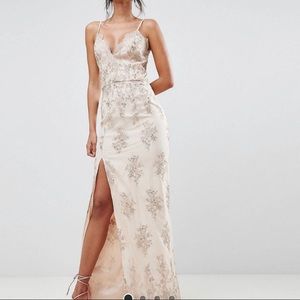 Lace formal wedding guest dress